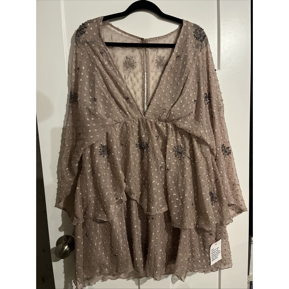 NWT Dusty Rose ASOS Design Beaded Tiered Mini Dress Women's Size 16